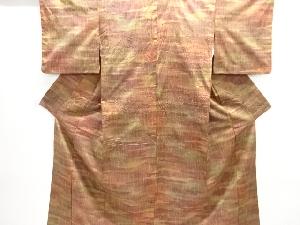 アンティーク　霞模様織り出し手織り節紬着物